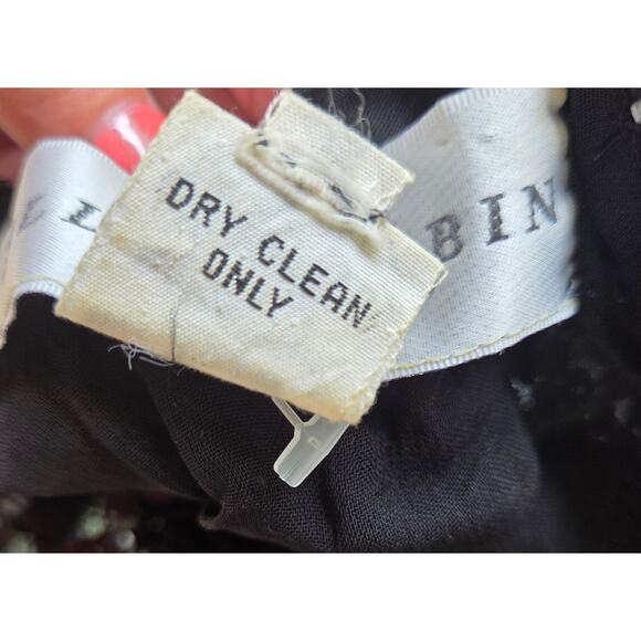 Lillie Rubin Sequin Bubble Dress 80s Black Gold sz Small - Picture 11 of 16